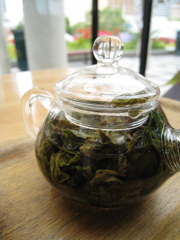 Herbal infusion in a glass pot